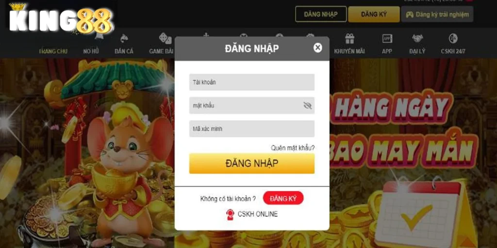 Hướng dẫn đăng ký tài khoản king88 thông qua trang chủ