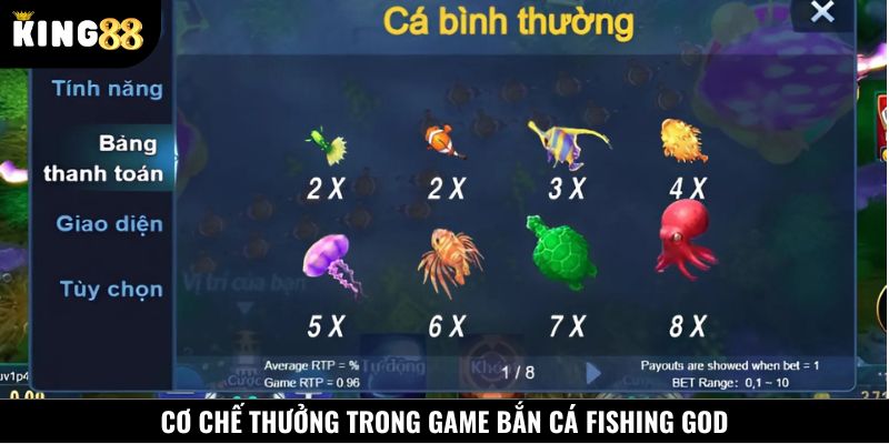 Cơ chế thưởng trong game bắn cá Fishing God giúp ngư thủ rinh xu đã tay